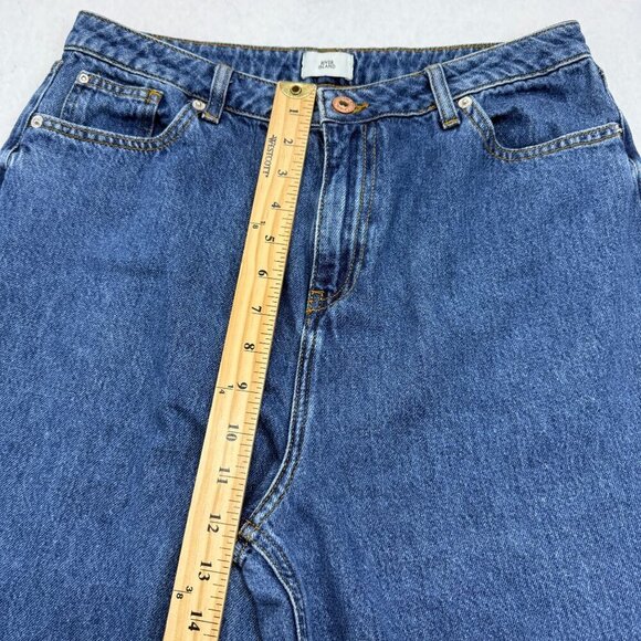 River Island Alexa Crop Super Wide Leg Jeans Midwash Blue Retro Size 14 US 10 - Picture 9 of 12